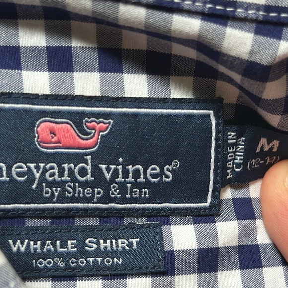 Kids Vineyard Vines Vintage Dark Blue Dress Shirt for the Summer Size YM - Picture 3 of 5